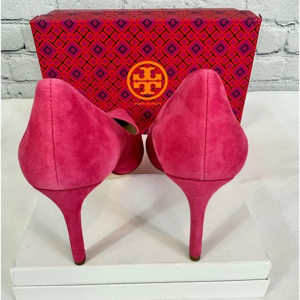 #TORY BURCH Elana 85mm Pump Kid Suede Pink Size 7.5